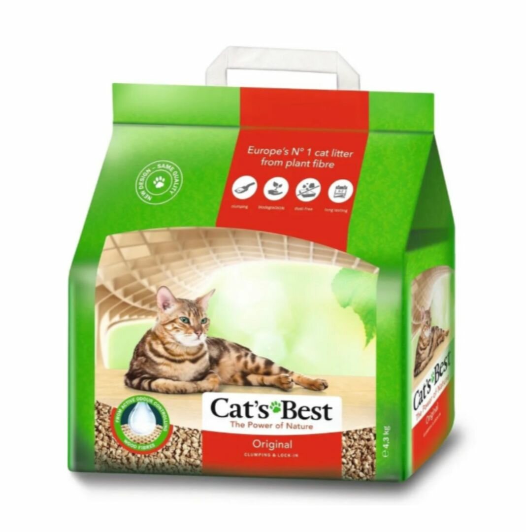 Cat's Best Наполнитель для кошачьих туалетов Original, комкующийся, древесный, 10 л