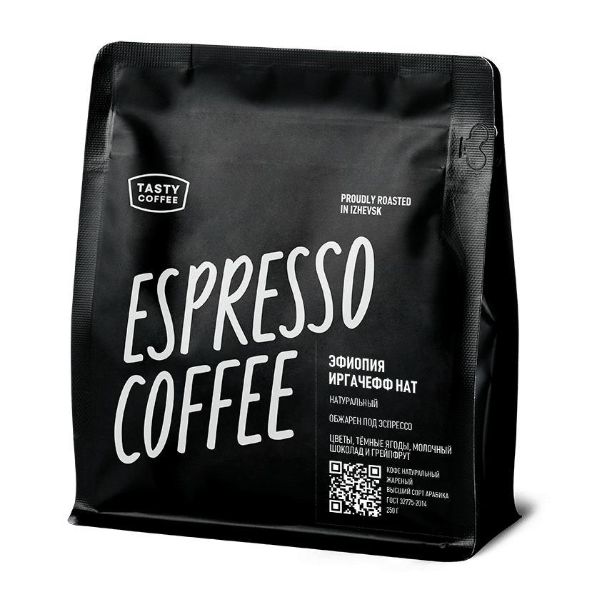 Кофе для эспрессо Эфиопия Иргачефф Нат Tasty Coffee в зернах 250 г