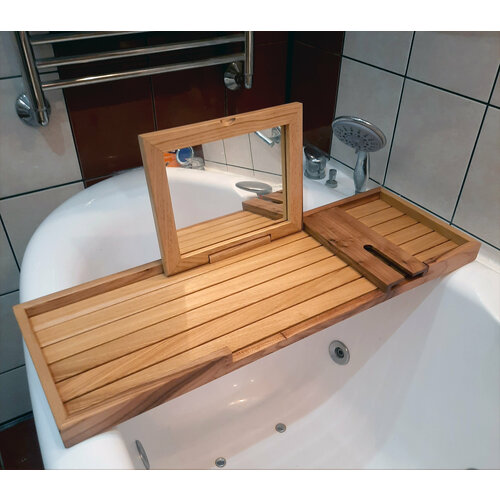 Полка для ванны с откидным зеркалом