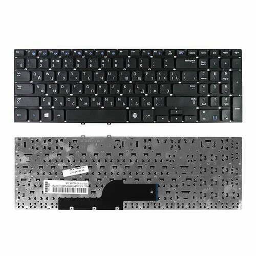 Клавиатура для ноутбука Samsung NP350V5C, NP355E5C, NP355E5X, NP355V5C, NP550P5C Series. Плоский Enter. Черная, без рамки. BA59-03270C.