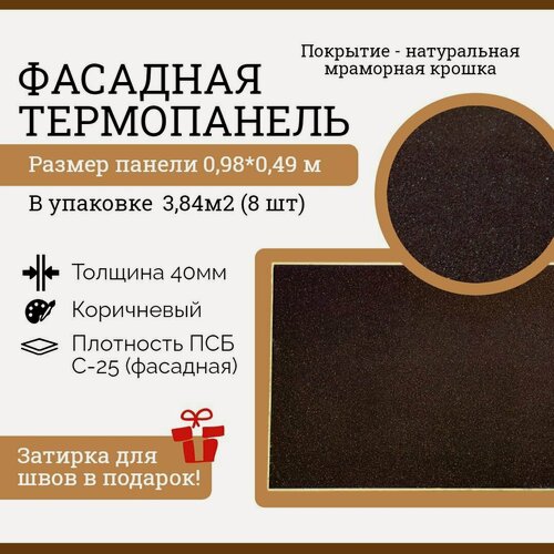 Изображение товара Фасадная панель Ferrum декоративная для наружной отделки дома и утепления стен, для бани, сауны, балкона, 8 шт, 3.84 м2