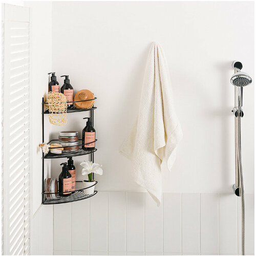 Полка сетчатая 3-ярусная угловая черная