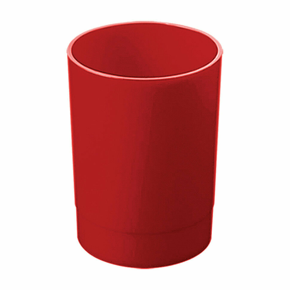 Подставка-стакан СТАММ "Лидер", пластиковая, круглая, красная, 351596