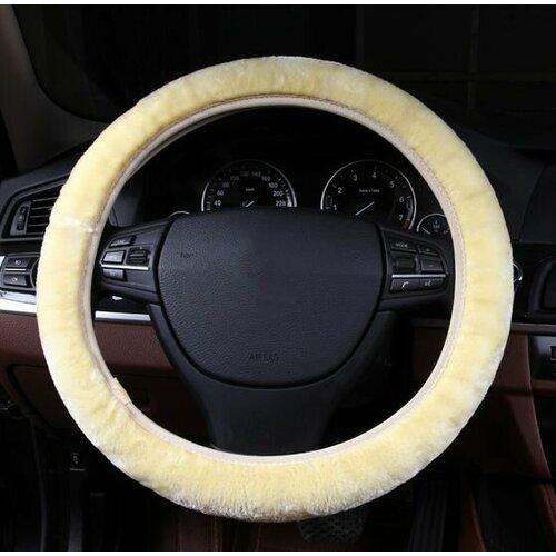 Оплетка на руль Джили Вижн Икс 6 (2019 - 2021) внедорожник 5 дверей / Geely Vision X6, Натуральный мех (австралийский, высокого качества), Бежевый