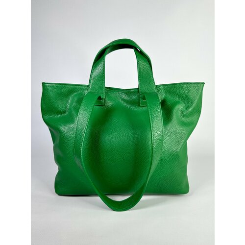 Сумка шоппер Vera Pelle M 2033, фактура зернистая, зеленый сумка шоппер vera pelle фактура зернистая бежевый