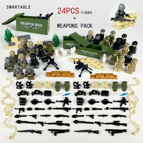 Военные Лего фигурки 24шт. + оружие / минифигурки солдаты / игровой набор спецназ зимние немецкие солдаты набор лего военные