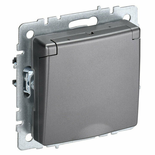 Розетка 1 пост IEK BRITE сз сш с крышкой 16А IP44 сталь 1283₽