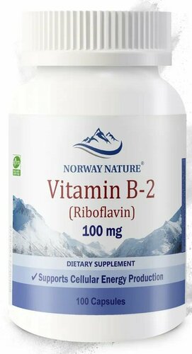 Витамин Б-2 "Norway Nature, Vitamin B-2 Riboflavin", 100мг, 100 капсул ...