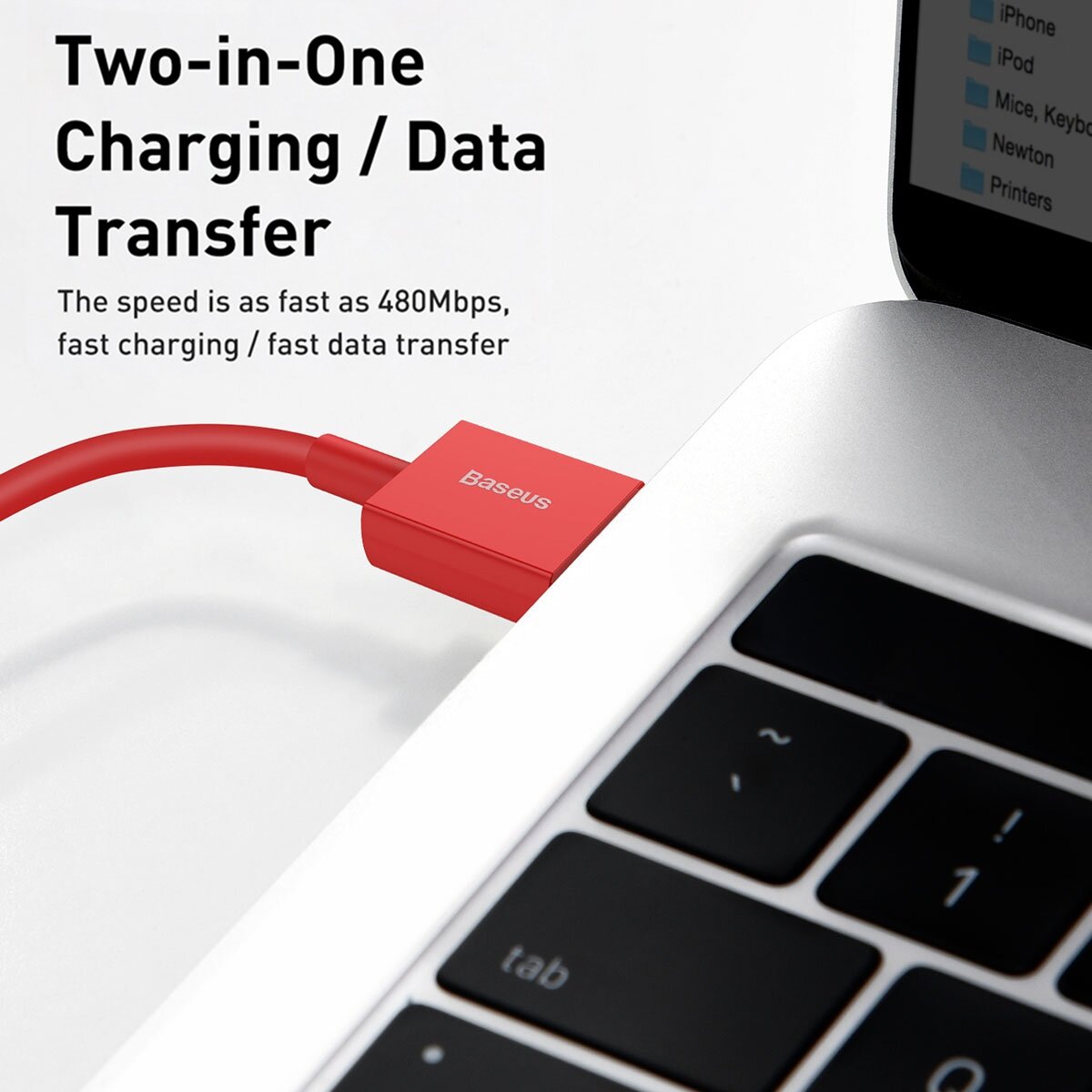 Кабель для быстрой зарядки и передачи данных Baseus Superior Series Fast Charging Data, USB to Lightning, 2.4A, 1 метр, Красный — фото 1