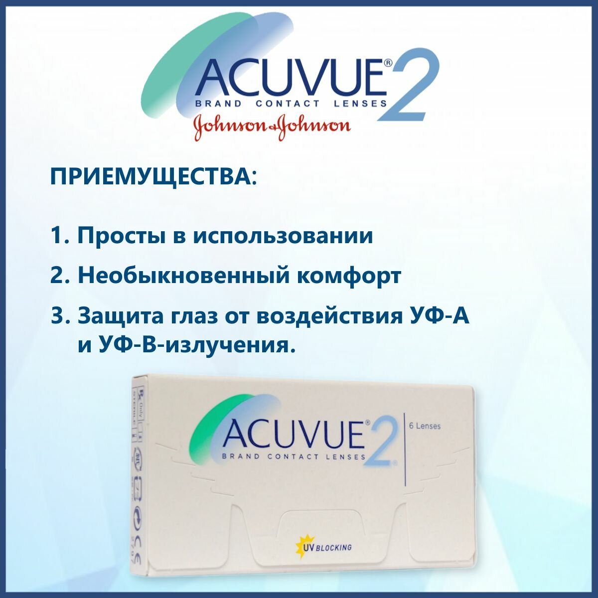 Контактные Линзы Двухнедельные контактные линзы ACUVUE 2 6 pk (BC 8.3; D -2.00)