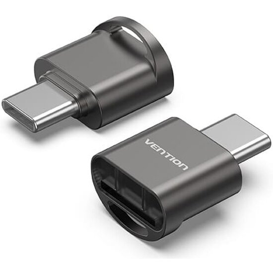 Картридер Vention OTG USB 2.0 USB-C(M)/MicroSD серый