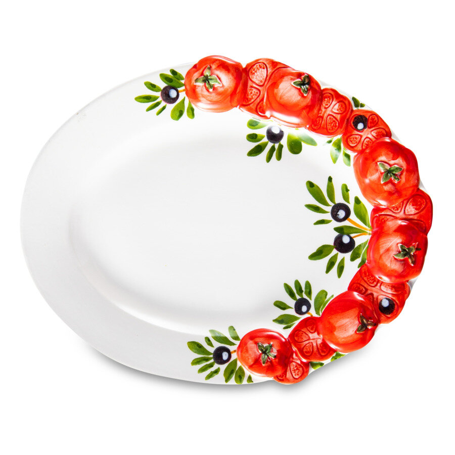 фото Блюдо овальное Edelweiss Томаты и оливки 22х14 см, керамика