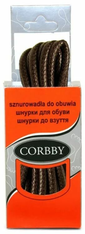 Corbby Шнурки круглые, тонкие, с пропиткой, коричневые, 60 см