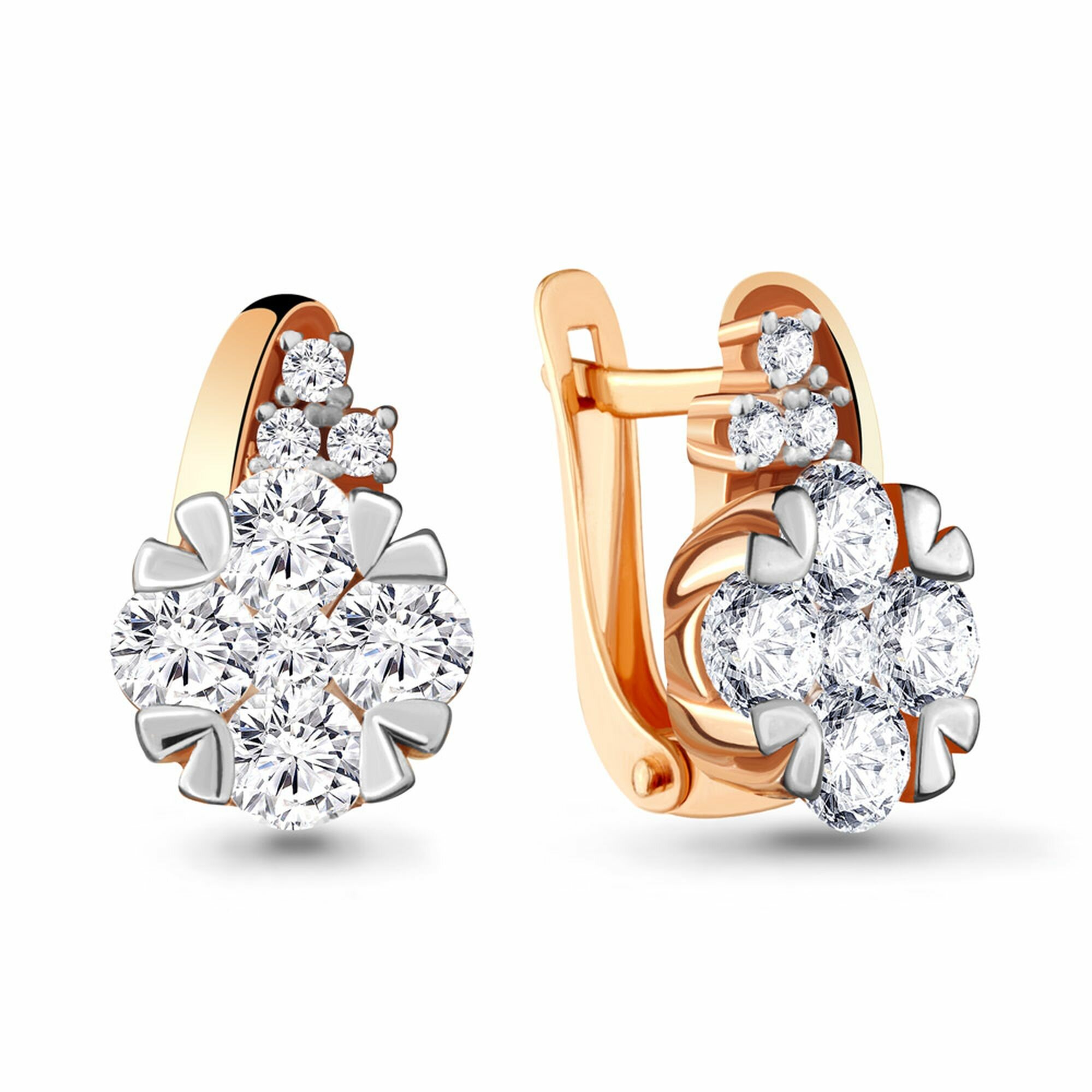 Серьги Diamant online, серебро, 925 проба, золочение, фианит
