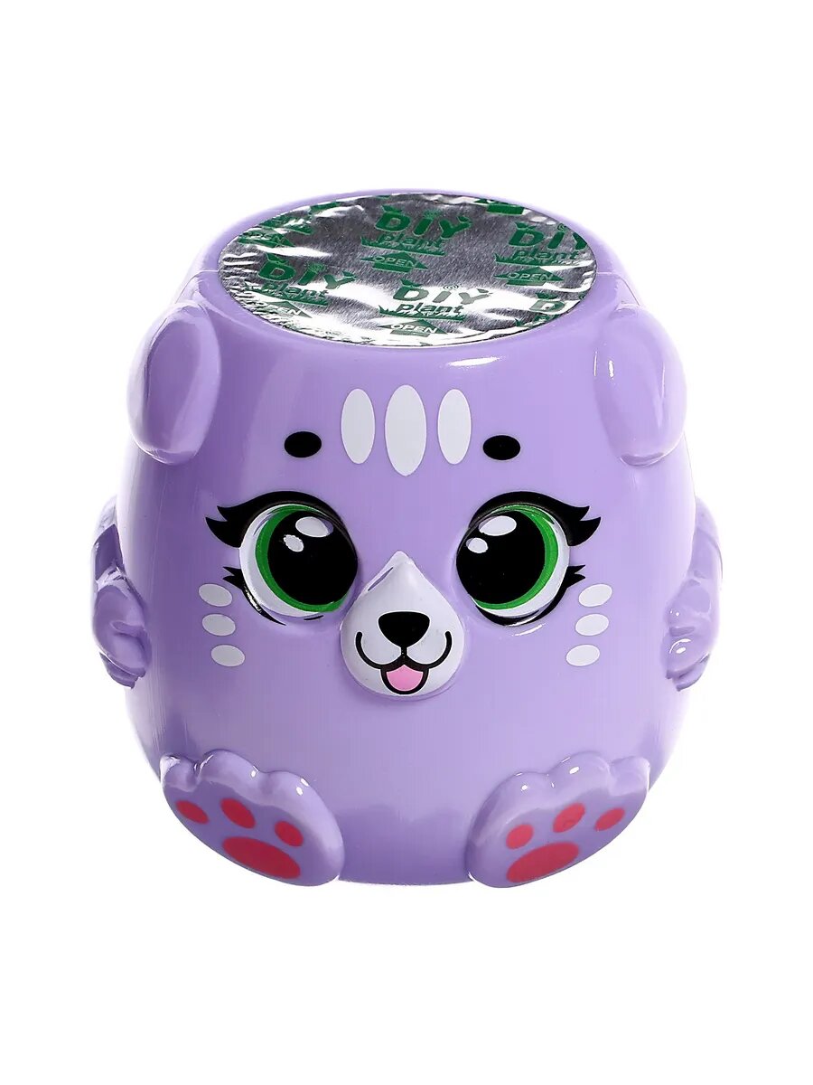 Детский набор для опытов от Эврики" "Сиреневый котик", для выращивания растений, развивающий — фото 1