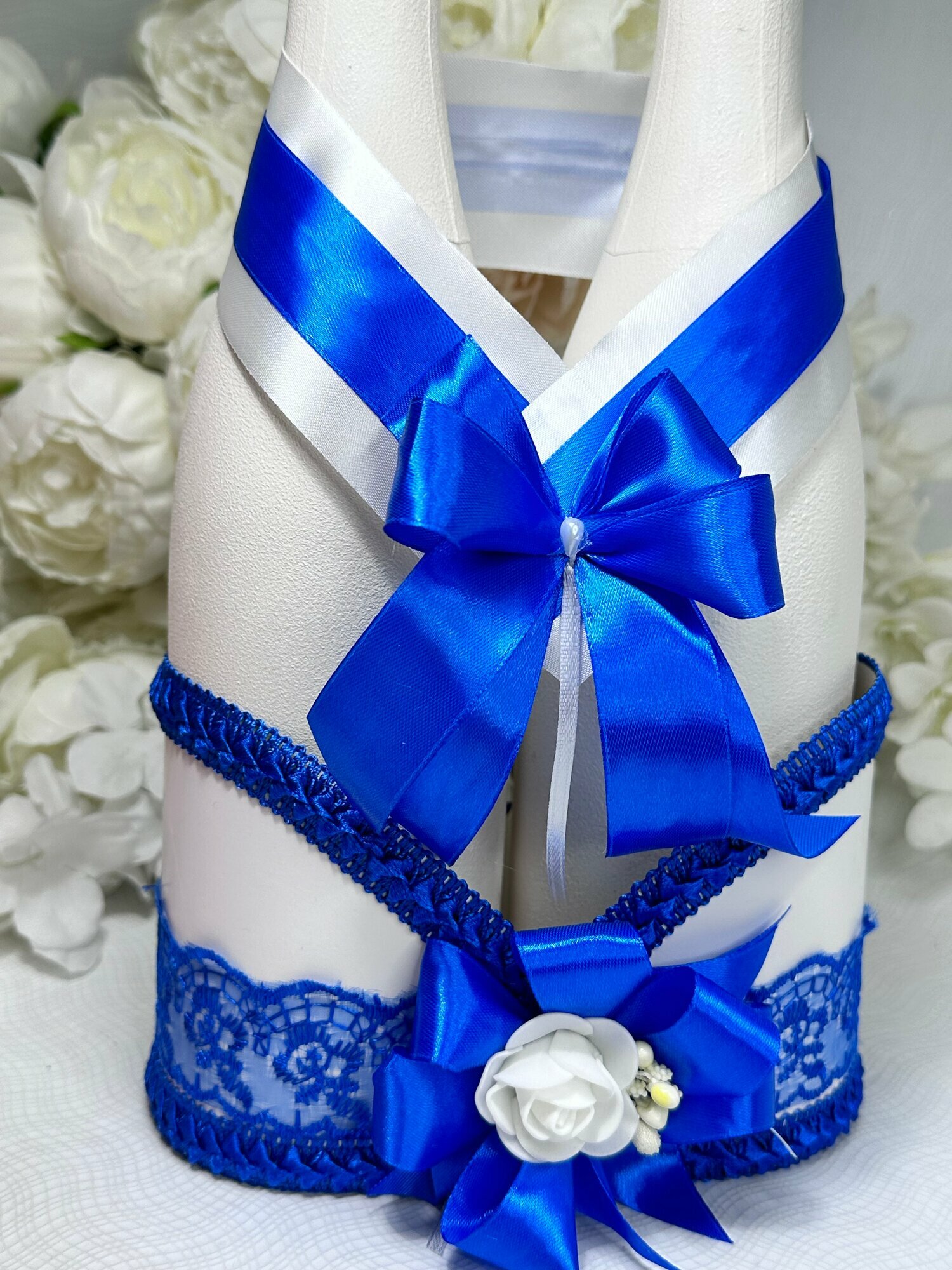 Украшение для шампанского Корзинка "Ажурная", синий