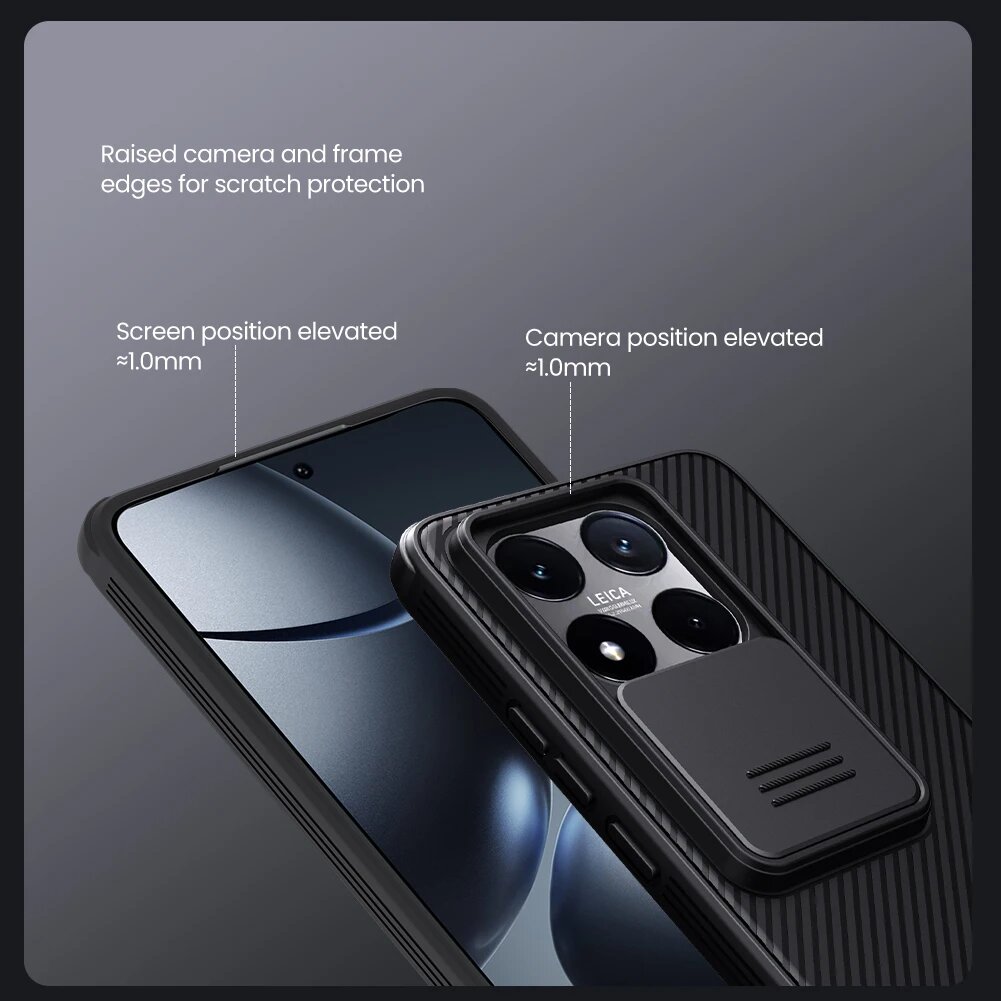 Чехол для Xiaomi 14T Pro / 14T, противоударный чехол NILLKIN CamShield Pro, защита конфиденциальности, слайдер, чехол для камеры с занавеской для камеры, Black, For Xiaomi 14T — фото 1