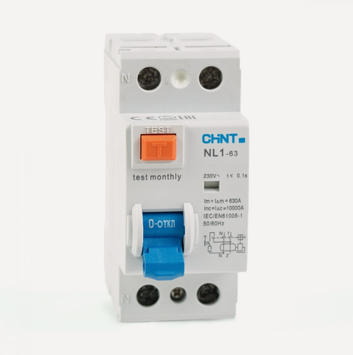 Изображение товара Автоматический выключатель с остаточным током (УЗО) CHINT NL1- 63 (R) 2P 40A 30mA AC