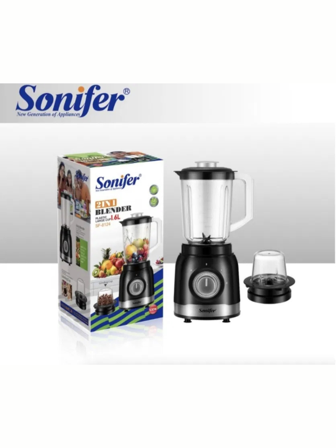Блендер Sonifer SF-8124, стационарный, мощность 500Вт, емкость кувшина 1,5 л