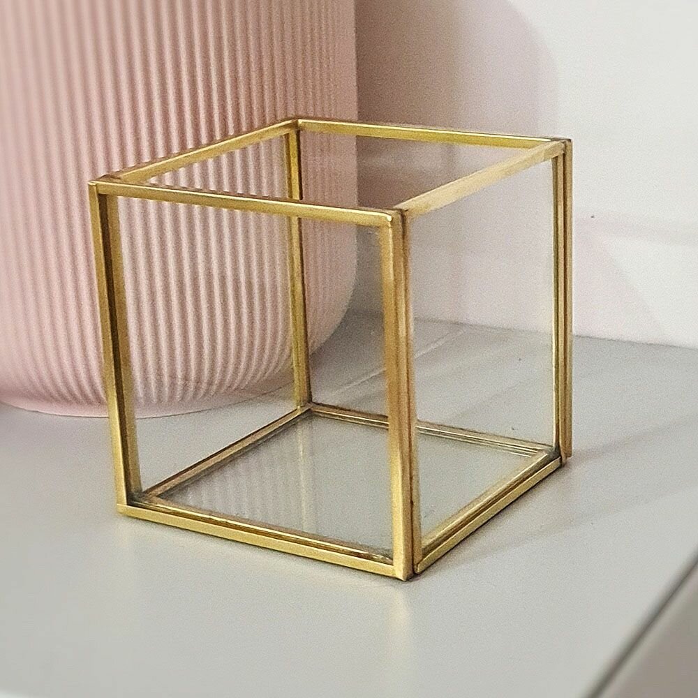 Органайзер Арт-Птица 3088/5, для косметики и аксессуаров, стекло, латунь, золотой, прозрачный — фото 1