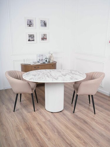 Изображение товара Стол кухонный раздвижной круглый Веста 100(130)х100см Крит3173ОпБелая