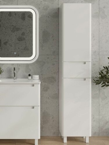 Изображение товара Шкаф пенал в ванную комнату, Fauraplus Линда 40-1 белый, глянцевый, эмаль, правый