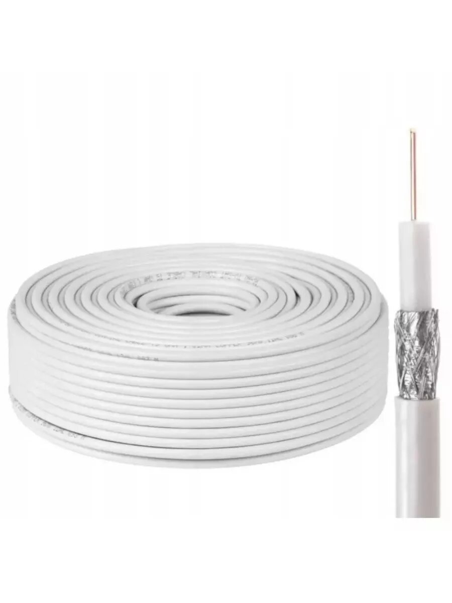 Кабель коаксиальный Net.on RG-6U 50 м F-коннектор штекер TV