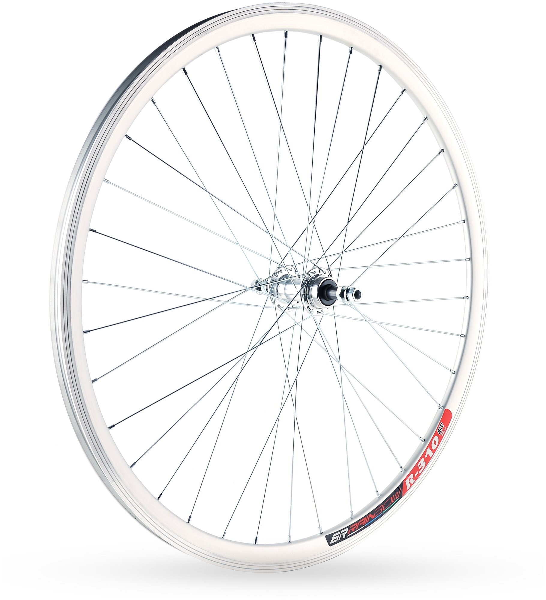 Колесо заднее ARISTO 28" двойной обод, под трещотку 6/7/8 скоростей, на гайках, под ободной тормоз типа V-Brake, серебристое — фото 1