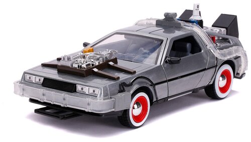 Модель машины Hollywood Rides: Back To The Future 3: Time Machine Primer Brushed Raw Metal, масштаб 1:24