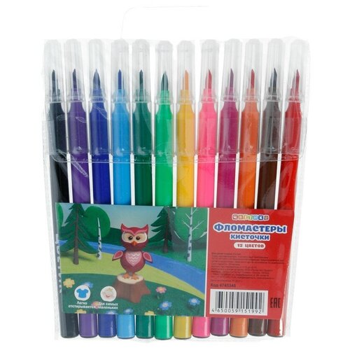 Фломастеры-кисти «Цветик», 12 цветов
