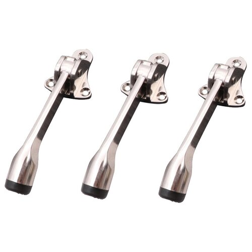 Набор 3 шт Дверной фиксатор Козья ножка металлический цвет серебро 740₽