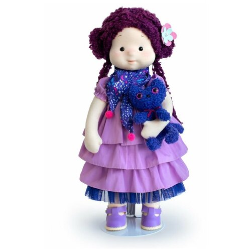 Мягкая игрушка BUDIBASA кукла Тиана с кошечкой Черничкой, 38 см, серия Minimalini