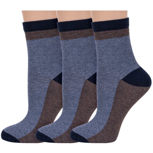 фото Комплект из 3 пар женских носков rusocks (орудьевский трикотаж) коричневые, размер 23-25 (36-39)