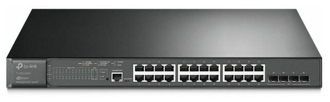 Коммутатор управляемый TP-LINK TL-SG3428MP 24x10/100/1000 PoE+ (Бюджет 384Вт), 4xSFP, 1 консольный порт RJ45, 1 консольный порт Micro-USB, L2+, 19"