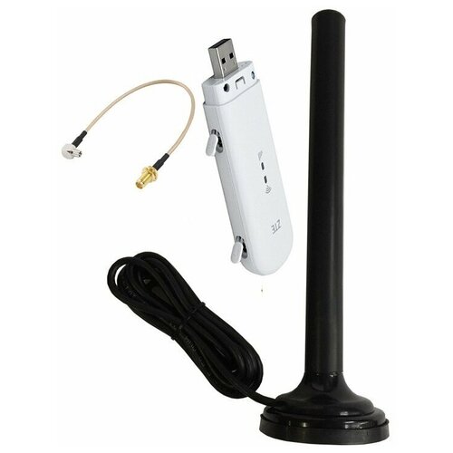 Комплект модем Wi-Fi ZTE MF79U с авто антенной до 10dBi Cat.4 до 150Мбит/сек, кабель 3м модем wi fi olax f90 с оконной mimo антенной до 150мбит сек cat 4