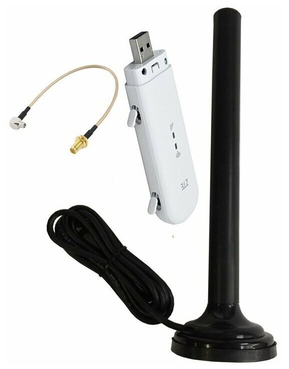 Комплект модем Wi-Fi ZTE MF79U с авто антенной до 10dBi Cat.4 до 150Мбит/сек кабель 3м