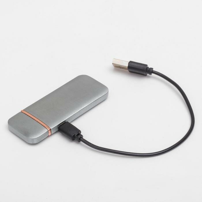Зажигалка электронная, спираль, сенсор, USB, серебристая, 7.9 х 3.1 см