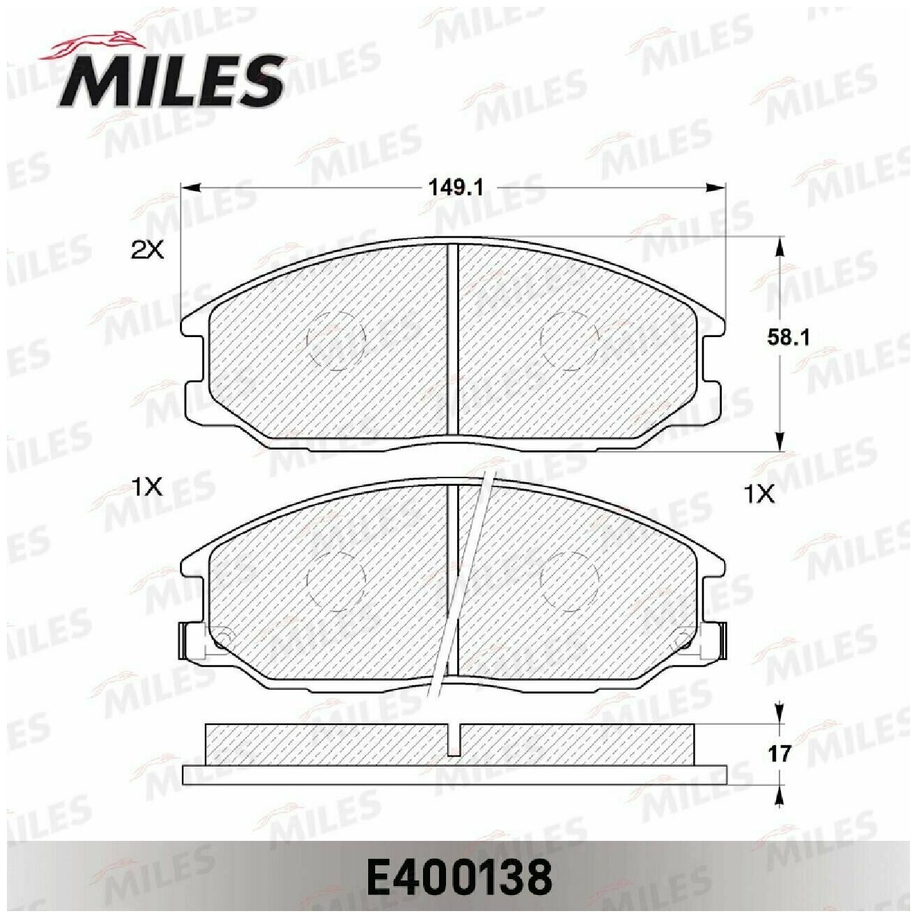 Тормозные колодки передние MILES E400138 для а/м HYUNDAI H-1, SANTA FE, TRAJET, SSANGYONG REXTON 01-