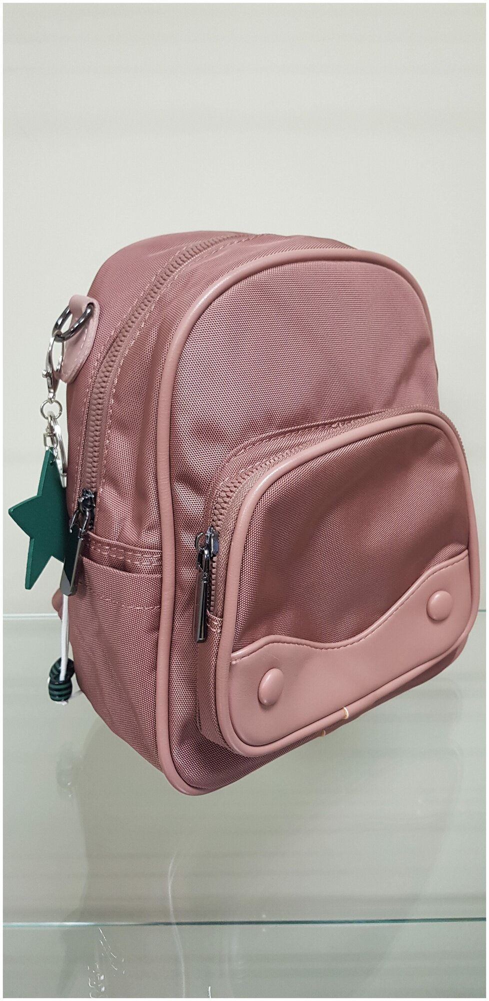 Женский повседневный мини рюкзак-сумка из плотной ткани Nikki Nanaomi 0027, Розовый