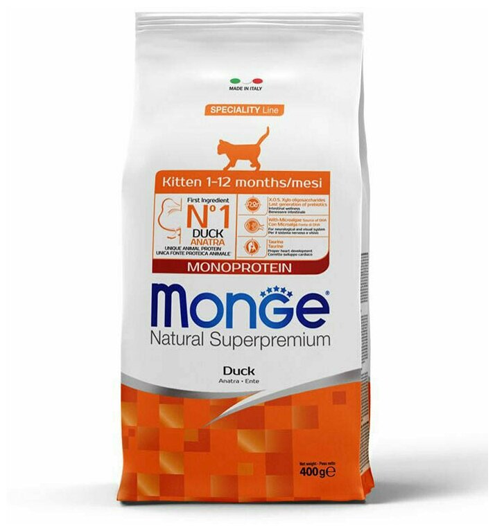 Сухой корм Monge Cat Speciality Line Monoprotein для котят и беременных кошек, из утки 400 г - фотография № 5