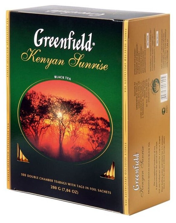 Чай Greenfield "Kenyan Sunrise", черный, 100 фольг. пакетиков по 2г - фотография № 8