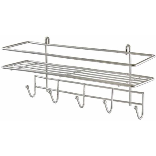 EUROHOUSE Полка в ванную 5 крючков 35х13х17см хром 14319 2450₽