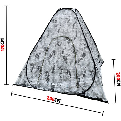 Палатка зимняя, автомат, не утепленная,200*200см, h=170см, цвет пиксель-зима, с дном 1201A, Улов