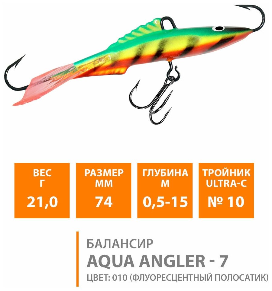 Балансир для зимней рыбалки AQUA Angler-7 74mm 21g цвет 010
