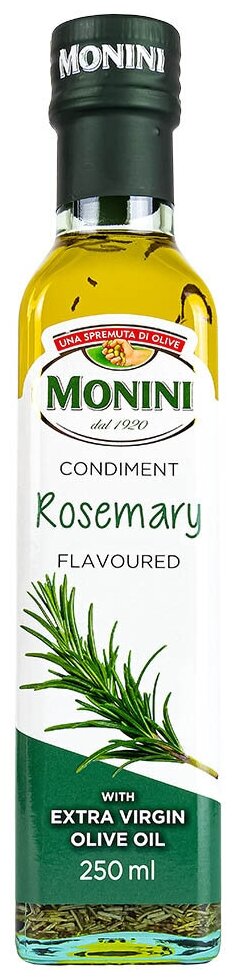 Масло оливковое Monini Extra Virgin Розмарин нерафинированное высшего сорта первого холодного отжима Экстра Вирджин, 0,25л