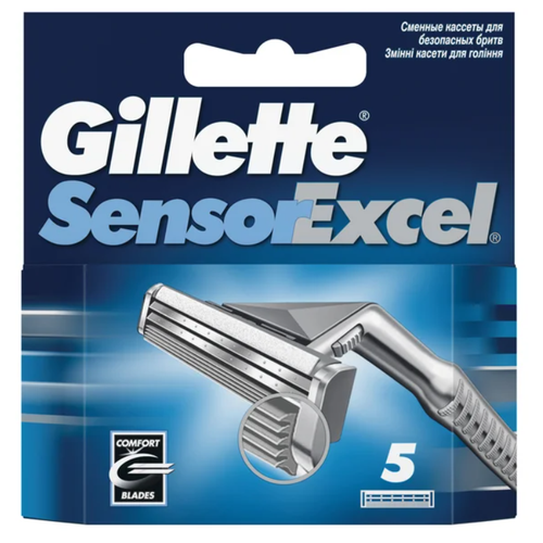 Gillette Сменные кассеты для бритья Gillette Sensor Excel, 5 шт.