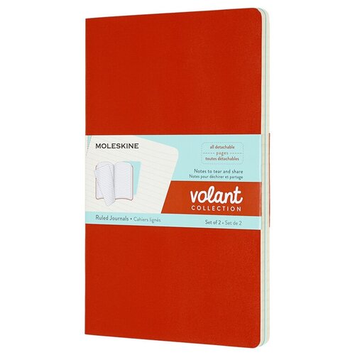 блокнот moleskine volant qp723f16b24 large 130х210мм 96стр нелинованный мягкая обложка оранжевый голубой 2шт Блокнот Moleskine VOLANT QP721F16B24 Large 130х210мм 96стр. линейка мягкая обложка оранжевый/голубой (2шт)