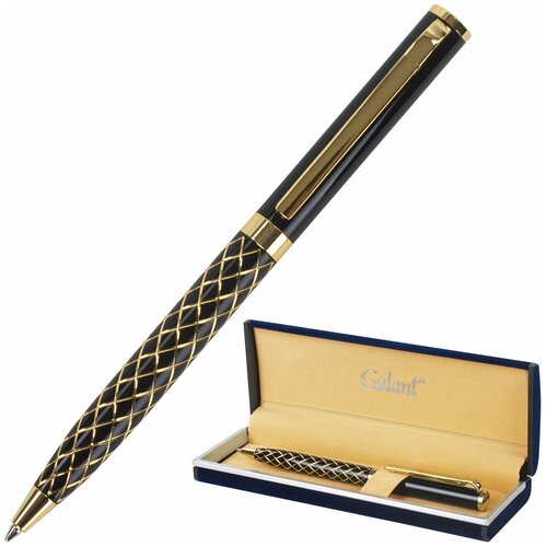 Ручка подарочная шариковая GALANT Klondike, корпус черный с золотистым, золотистые детали, пишущий узел 0.7 мм, синяя, 141357 ручки galant ручка шариковая