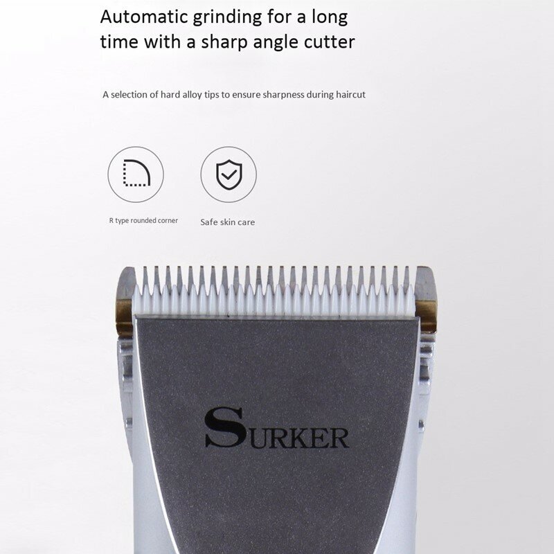 Профессиональная машинка, триммер для стрижки волос SK2019/беспроводная/лезвие с регулировкой 0.8-2мм/4 насадки/2 мощных аккумулятора/роторный мотор - фотография № 7