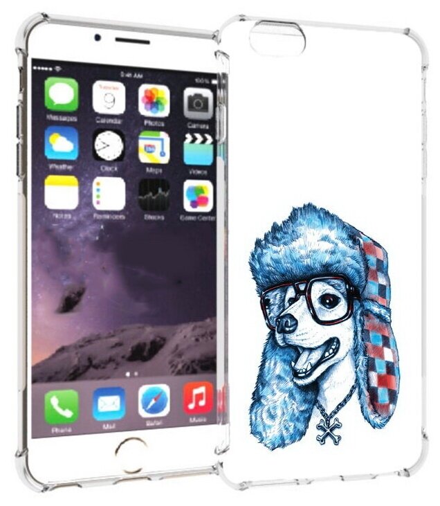 Чехол задняя-панель-накладка-бампер MyPads зимний пес для iPhone 6 plus/ 6S plus 5.5 (Айфон 6/6С+ плюс) противоударный
